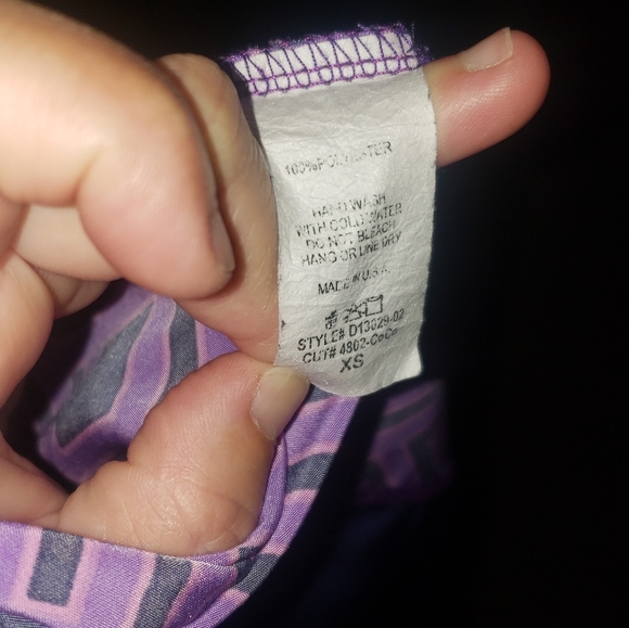 41 Hawthorn xs poetic purple satin shurt dress geometric pattern ribbon tie - Picture 9 of 10